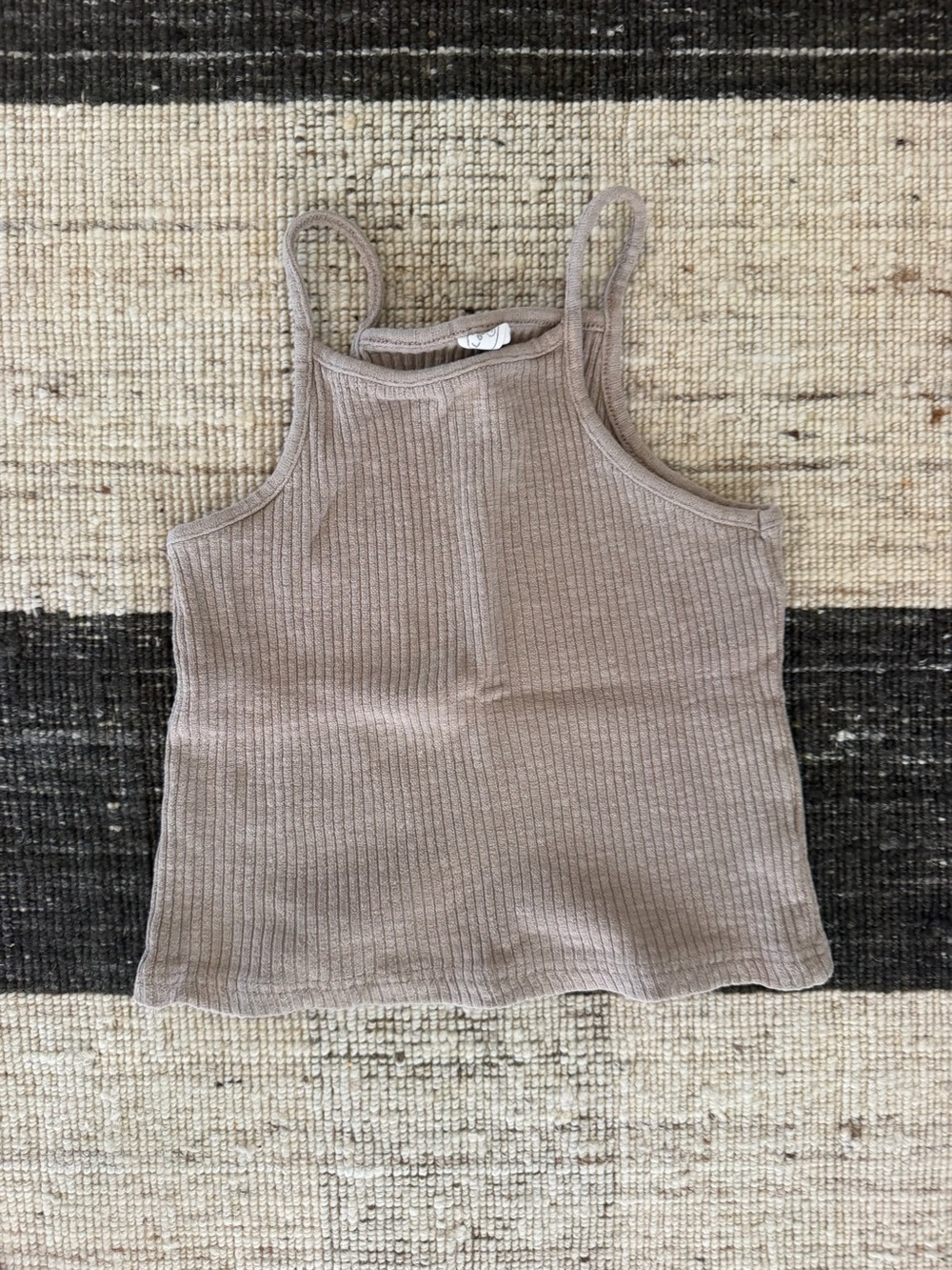 Lovin' Taupe Ribbed Knit Tank Top Square Neck Casual Girls Size 5